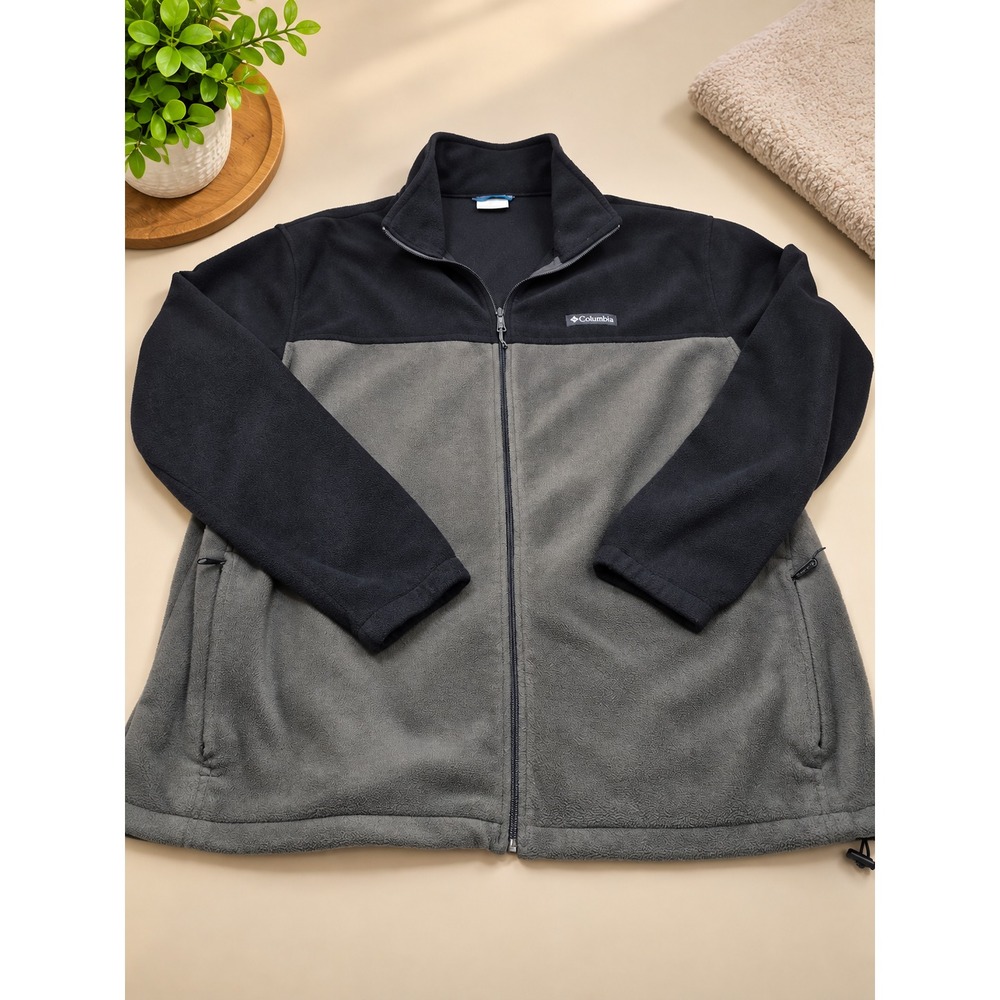 Columbia Jacket Mens 3XL Gray Full Zip Long Sleeve Fleece Outdoors Hiking Camp